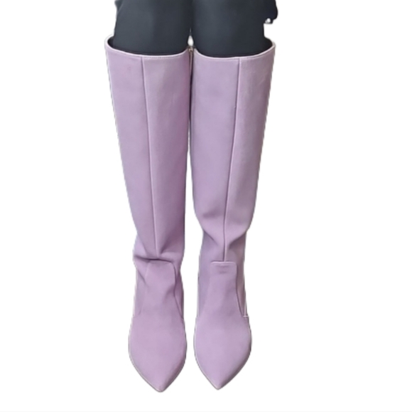 NIB. L'AGENCE Lena Knee High Boot in Lavender Suede - Picture 4 of 15